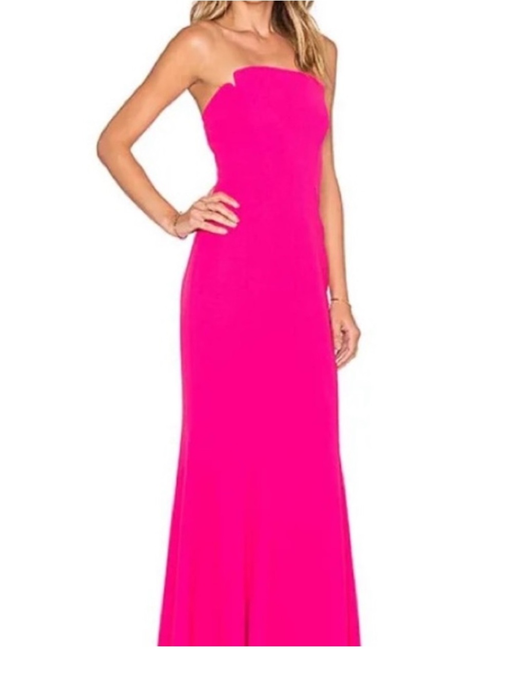 Jill Stuart Vibrant Pink Strapless Evening Gown